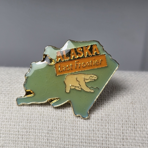 Vintage Other - Vintage Alaska Map Pin - Green and Orange